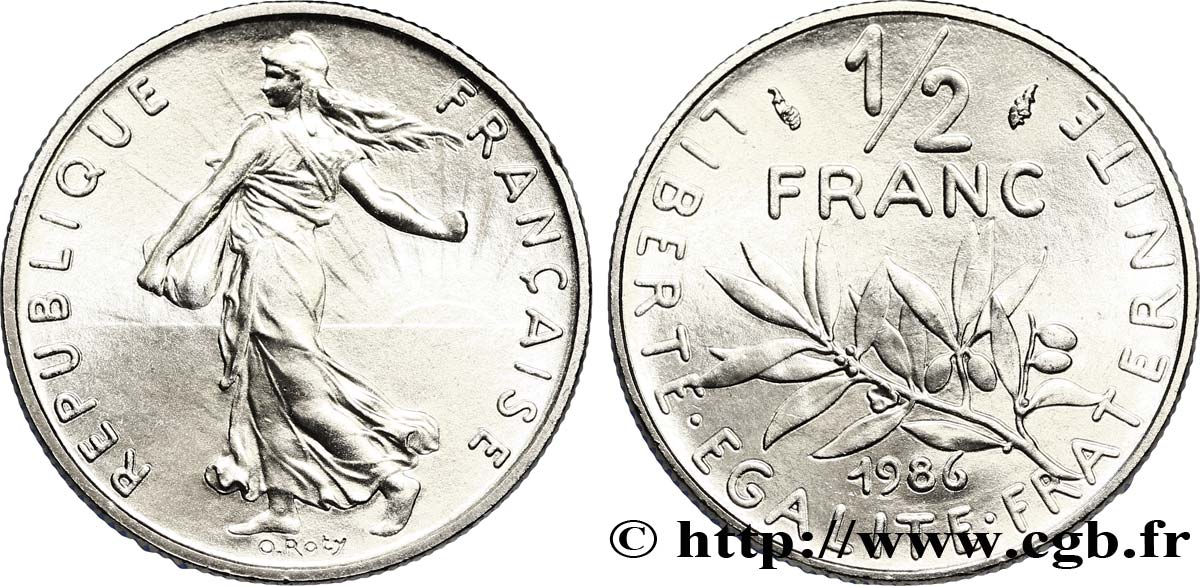 1/2 franc Semeuse 1986 Pessac F.198/25 MS63 