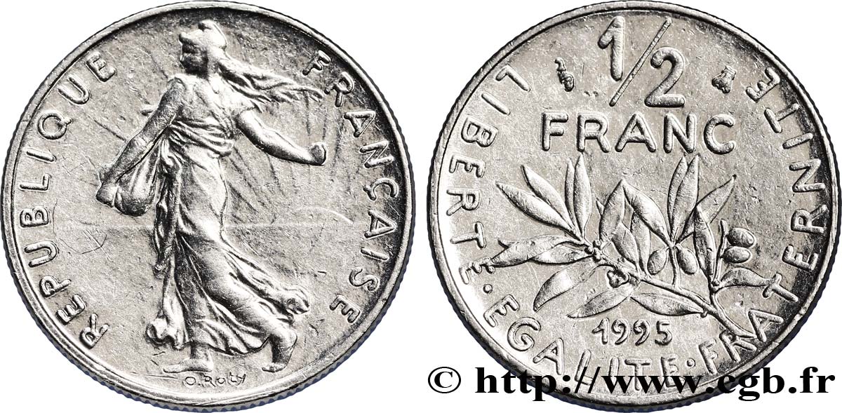 1/2 franc Semeuse 1995 Pessac F.198/38 AU58 