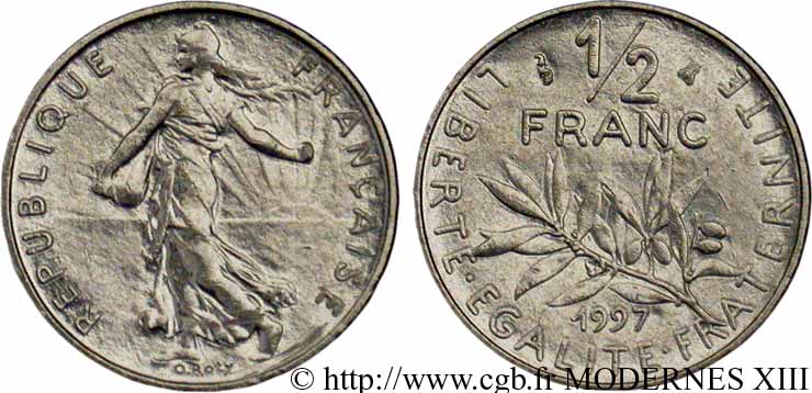 1/2 franc Semeuse 1997 Pessac F.198/40 AU55 
