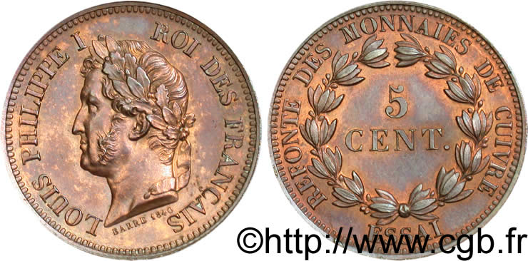 Essai Br de 5 centimes 1840  VG.2917  SPL63 