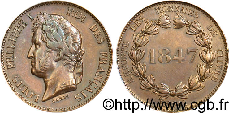 Essai Br de 5 centimes 1847  VG.2997  TTB48 