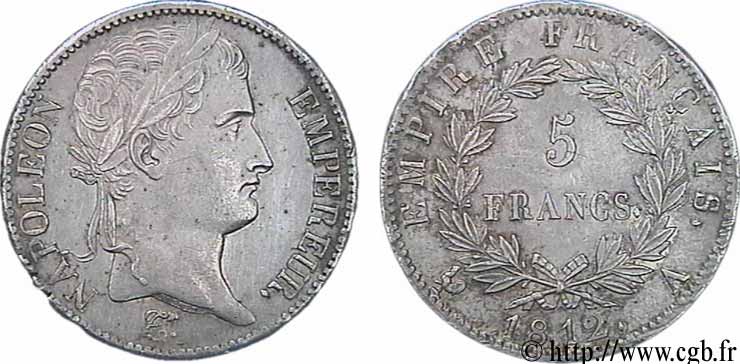 5 francs Napoléon Empereur, Empire français 1812 Paris F.307/41 MS61 