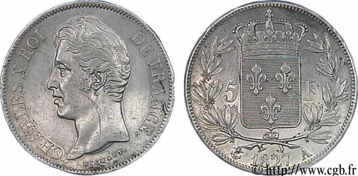 5 francs Charles X, 2e type 1827 Paris F.311/1 EBC55 