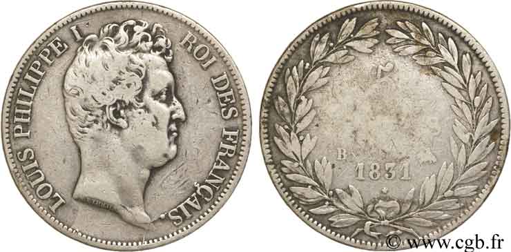 5 francs type Tiolier avec le I, tranche en creux 1831 Rouen F.315/15 BC17 