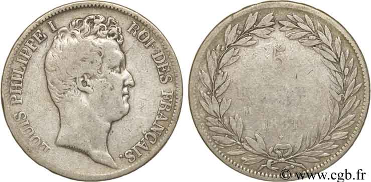 5 francs type Tiolier avec le I, tranche en creux 1831 Toulouse F.315/22 B10 