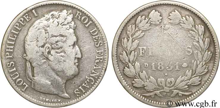 5 francs Ier type Domard, tranche en creux 1831 Lyon F.319/2 BC15 