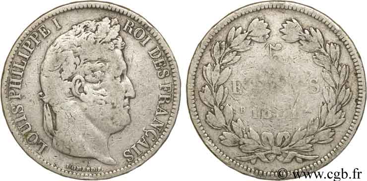 5 francs Ier type Domard, tranche en relief 1831 Rouen F.320/2 B12 