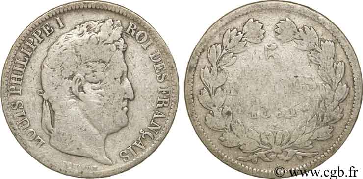 5 francs Ier type Domard, tranche en relief 1831 Lyon F.320/4 B12 