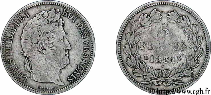 5 francs Ier type Domard, tranche en relief 1831 La Rochelle F.320/5 BC20 