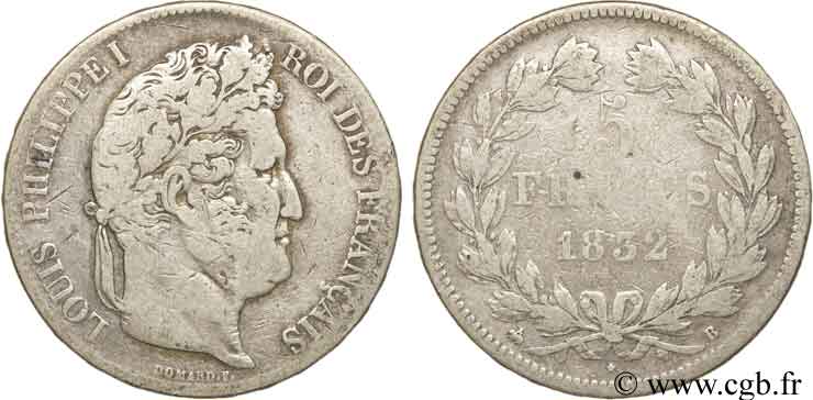 5 francs IIe type Domard 1832 Rouen F.324/2 B10 