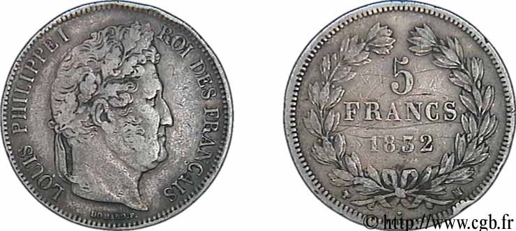 5 francs IIe type Domard 1832 Marseille F.324/10 TB30 