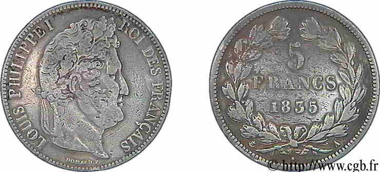 5 francs IIe type Domard 1835 Paris F.324/42 MB20 
