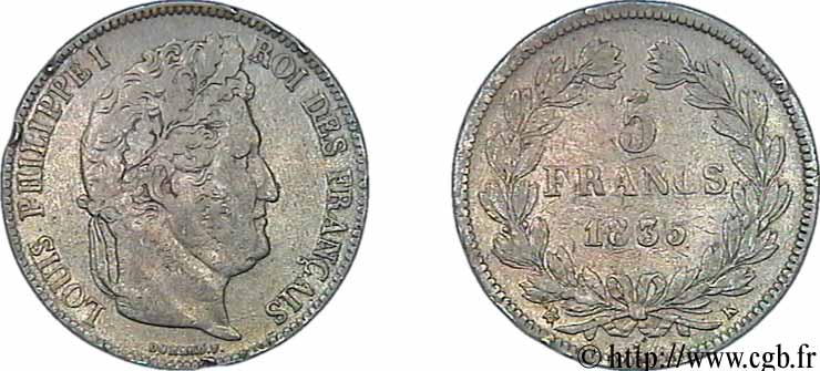 5 francs IIe type Domard 1835 Bordeaux F.324/48 TB20 