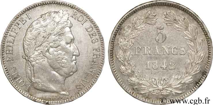 5 francs IIe type Domard 1842 Lille F.324/99 BB52 