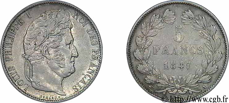 5 francs IIIe type Domard 1847 Paris F.325/14 TTB40 