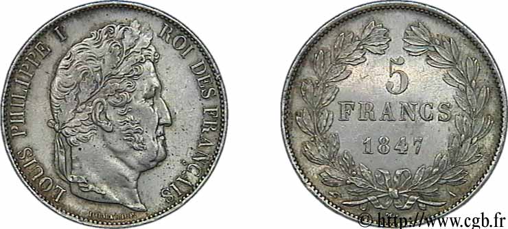 5 francs IIIe type Domard 1847 Paris F.325/14 SUP60 