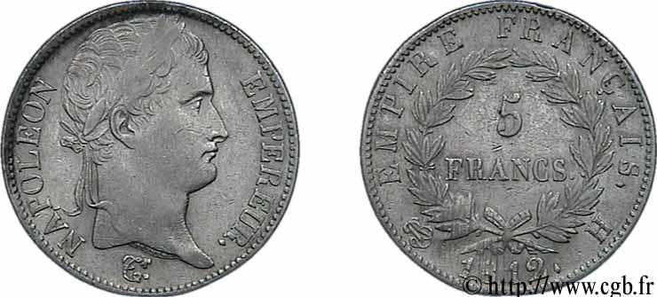 5 francs Napoléon Empereur, Empire français 1812 La Rochelle F.307/45 MBC45 