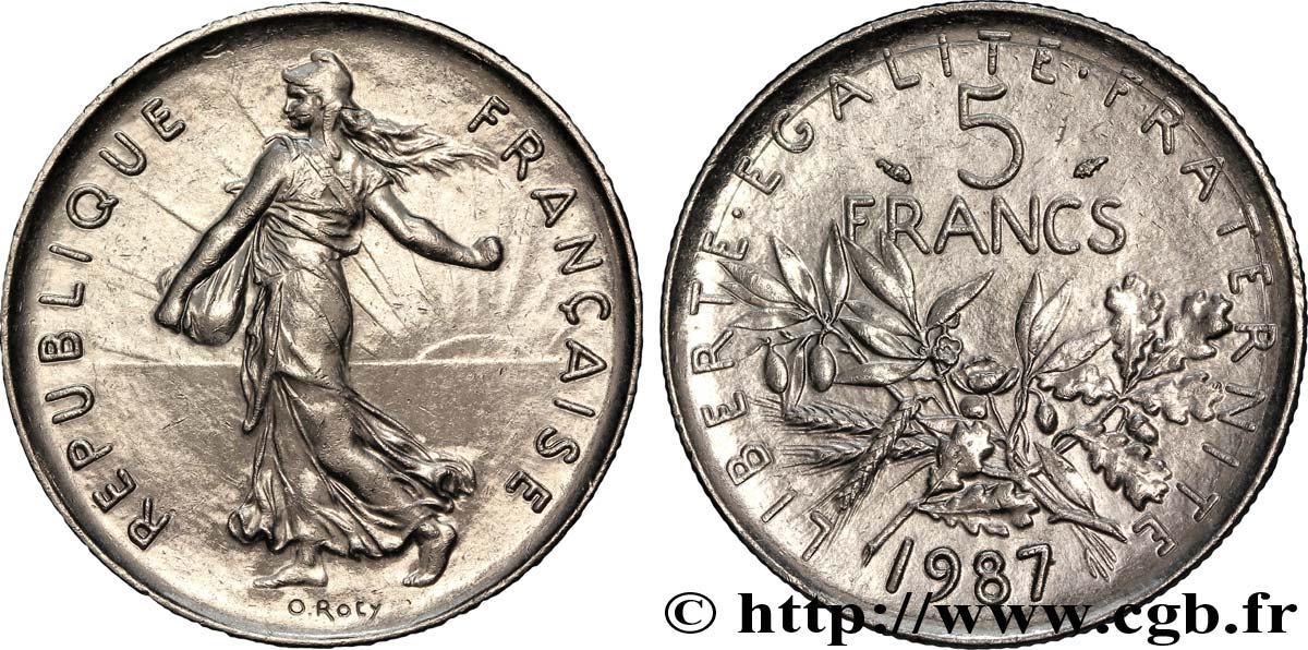 5 francs Semeuse, nickel 1987 Pessac F.341/19 EBC60 