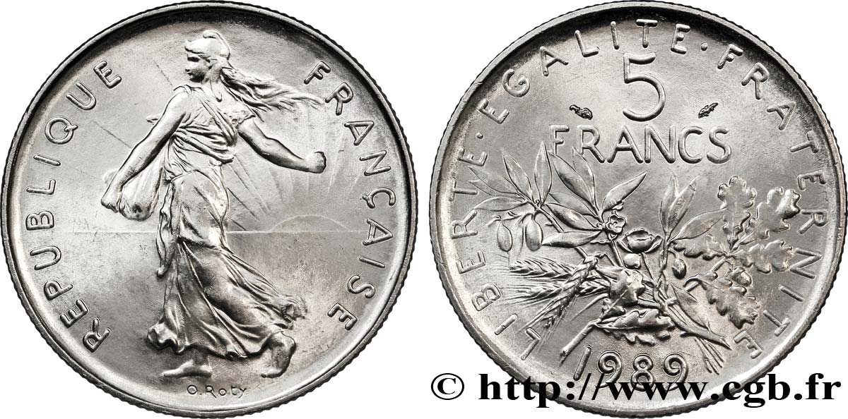 5 francs Semeuse, nickel 1989 Pessac F.341/21 fST64 