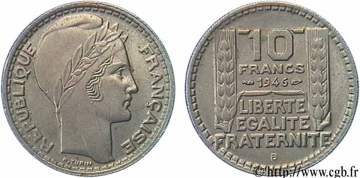 10 francs Turin, grosse tête, rameaux longs 1946 Beaumont-Le-Roger F.361/4 BB45 