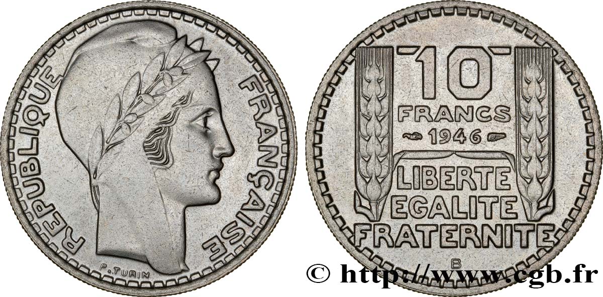 10 francs Turin, grosse tête, rameaux longs 1946 Beaumont-Le-Roger F.361/4 TTB50 