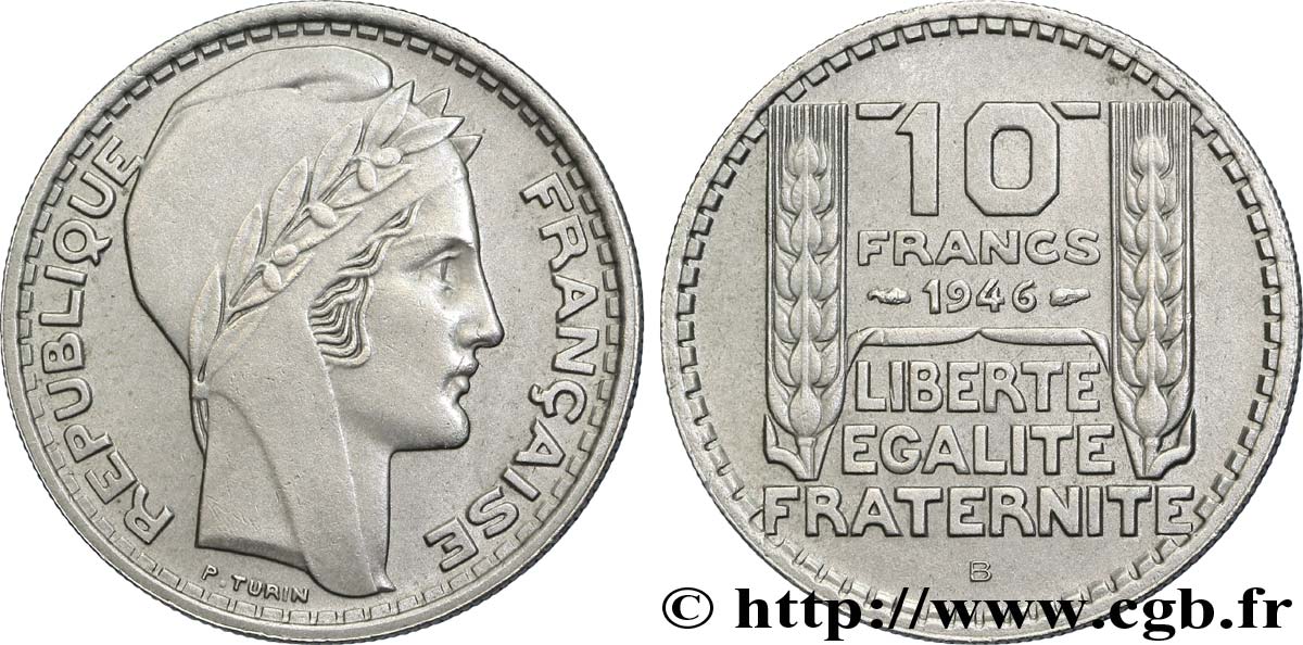 10 francs Turin, grosse tête, rameaux longs 1946 Beaumont-Le-Roger F.361/4 AU58 