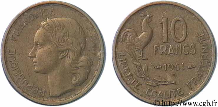 10 francs Guiraud 1951 Beaumont-Le-Roger F.363/5 TTB45 