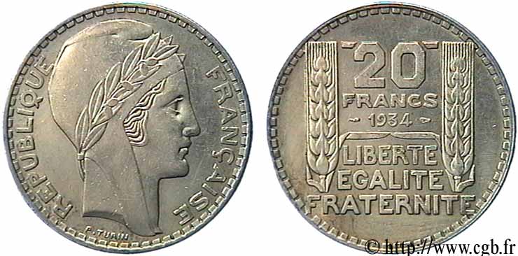 20 francs Turin 1934  F.400/6 SPL60 