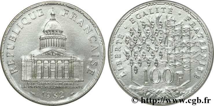 Piece 100 Francs 1982 Aux Grands Hommes