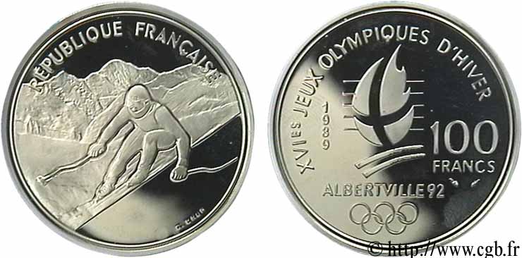 Belle Epreuve 100 francs - Ski Alpin/Mont Blanc 1989  F.1606 01 FDC65 