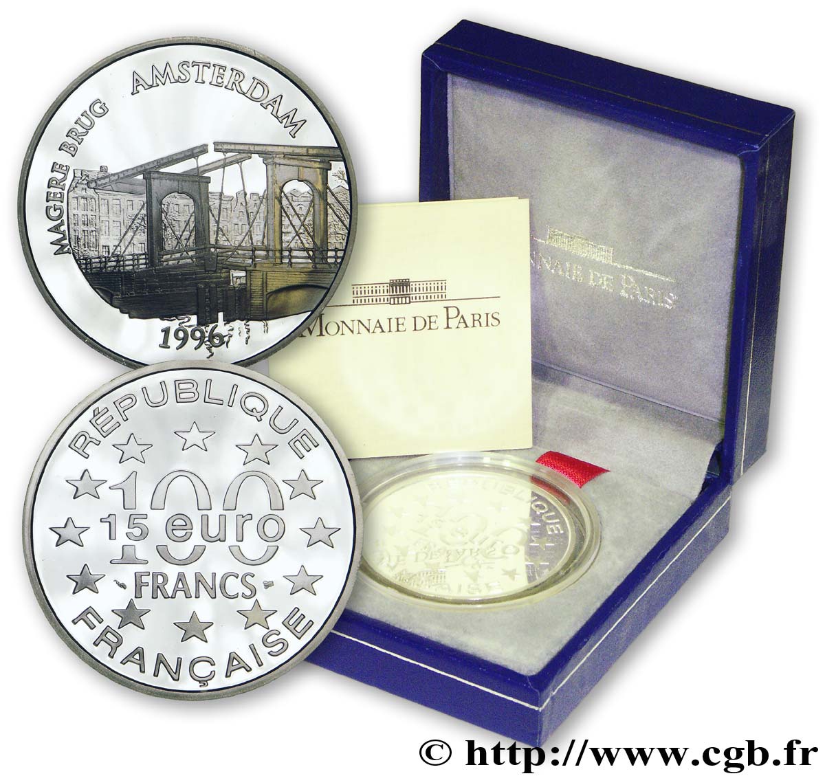 Belle Épreuve 15 euro / 100 francs - Magere Brug (Amsterdam, Pays-Bas) 1996 Paris F5.2021 1 FDC 
