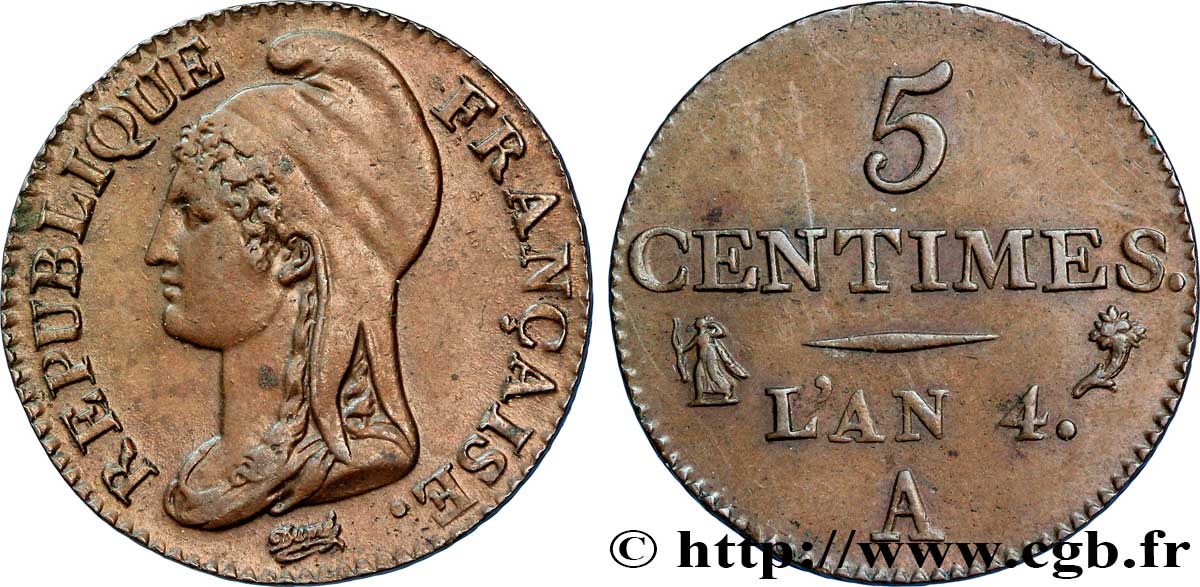 5 centimes Dupré, petit module 1796 Paris F.113/1 TTB52 