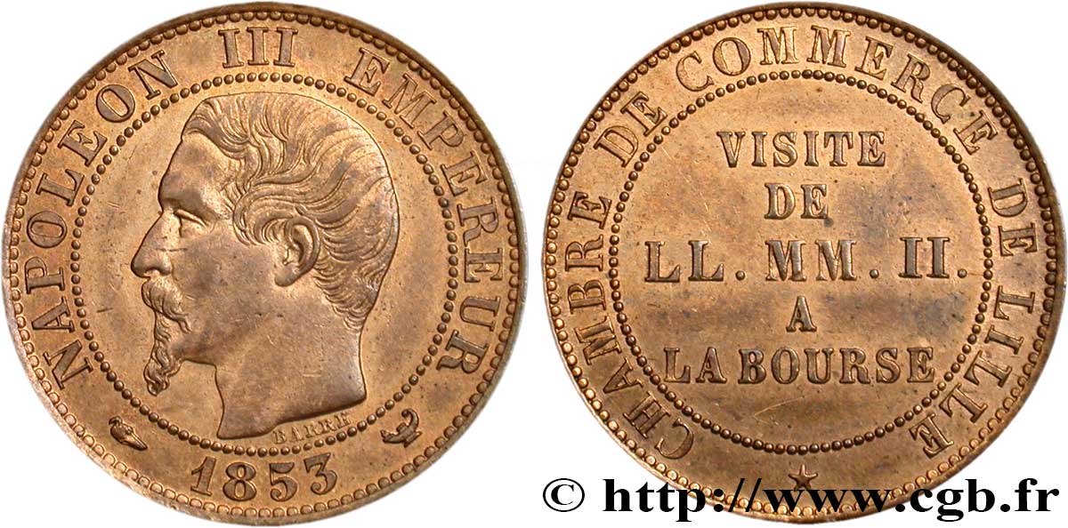 Module de cinq centimes, Visite impériale à Lille les 23 et 24 septembre 1853 1853 Lille VG.3367  SUP55 