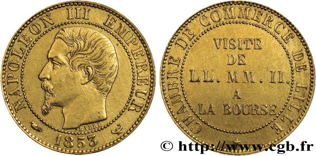 Module de cinq centimes, Visite impériale à Lille les 23 et 24 septembre 1853 1853 Lille VG.3367  TTB50 
