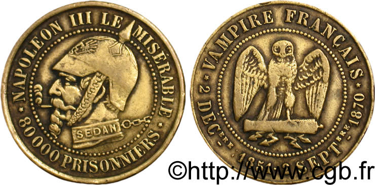 Monnaie satirique Lt 27, module de 5 centimes 1870  Coll.43  XF 