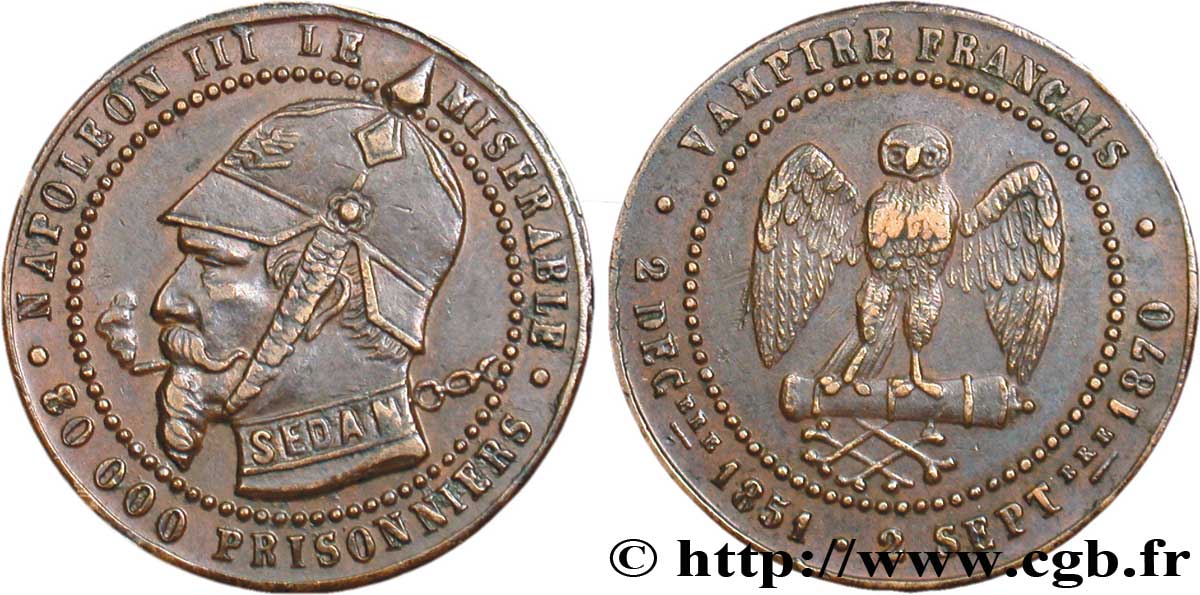 Monnaie satirique Br 25, module de cinq centimes 1870  Coll.44  SPL58 