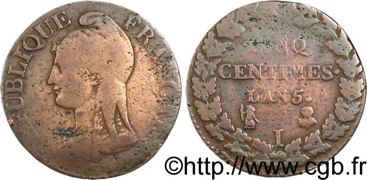Cinq centimes Dupré, grand module 1797 Limoges F.115/23 VG8 