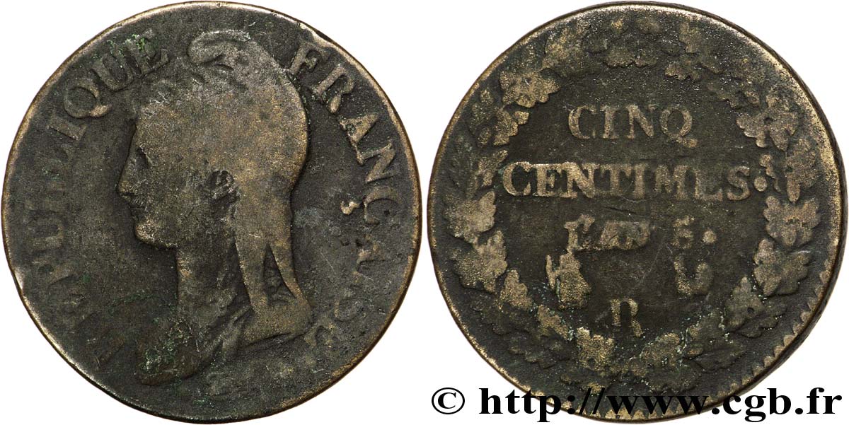 Cinq centimes Dupré, grand module 1797 Orléans F.115/28 B8 