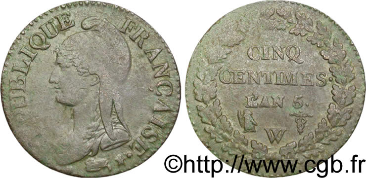 Cinq centimes Dupré, grand module 1797 Lille F.115/31 TB20 