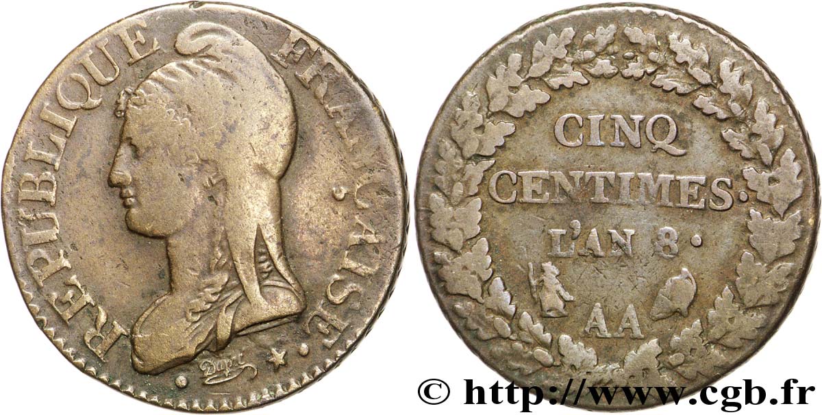 Cinq centimes Dupré, grand module 1800 Metz F.115/102 B12 