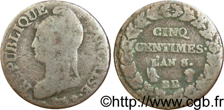 Cinq centimes Dupré, grand module 1800 Strasbourg F.115/118 B8 