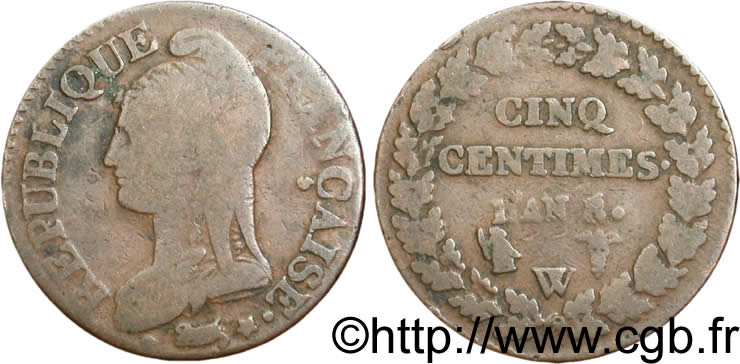 Cinq centimes Dupré, grand module 1800 Lille F.115/138 B8 