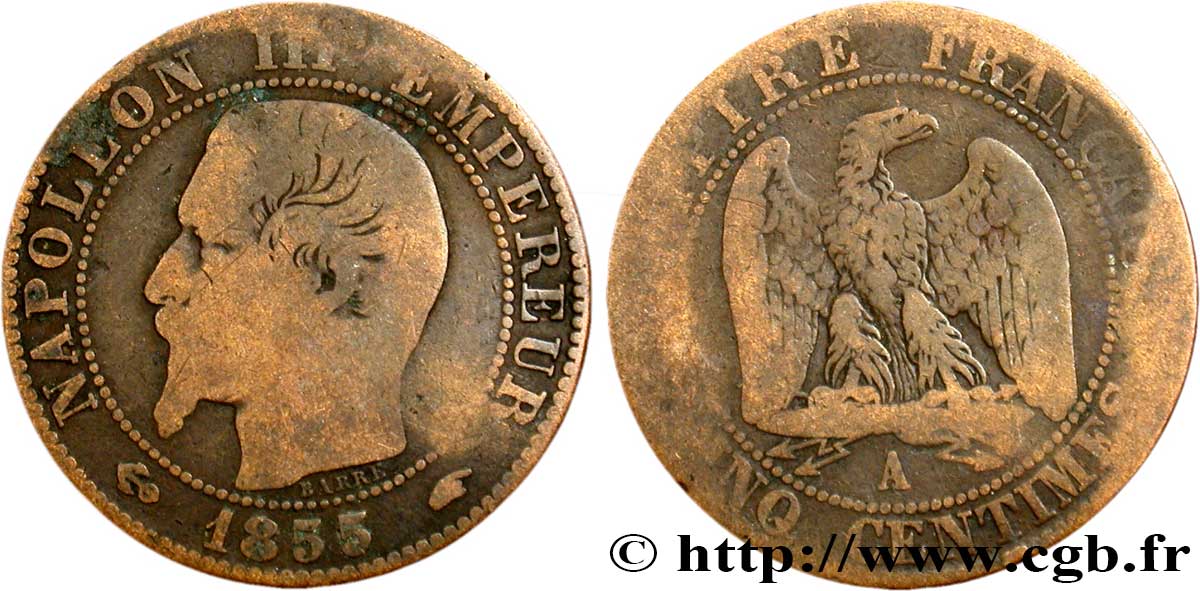 Valeur Pièce 5 Centimes Napoléon 3 1855