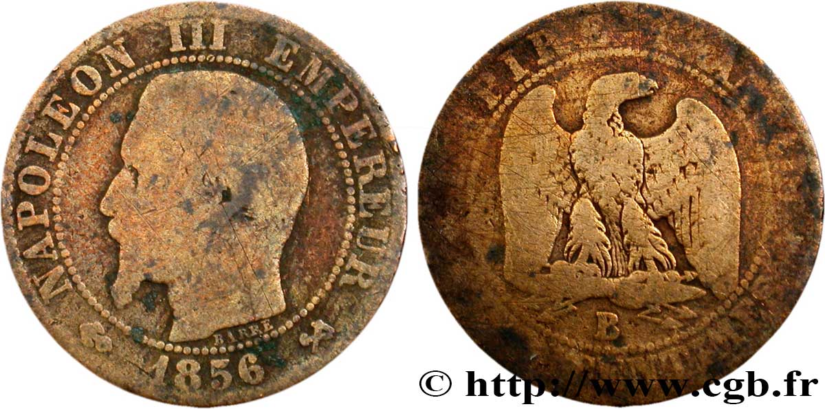 Cinq centimes Napoléon III, tête nue 1856 Rouen F.116/31 B8 