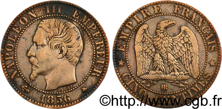 Cinq centimes Napoléon III, tête nue 1856 Strasbourg F.116/32 MB20 