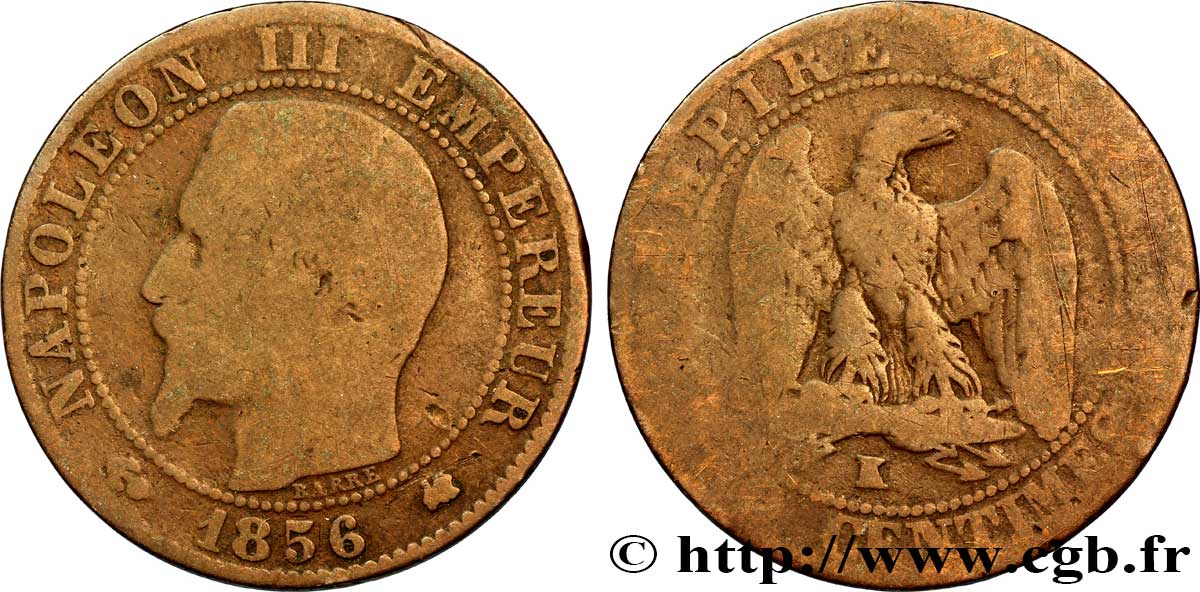 Cinq centimes Napoléon III, tête nue 1856 Bordeaux F.116/34 SGE8 