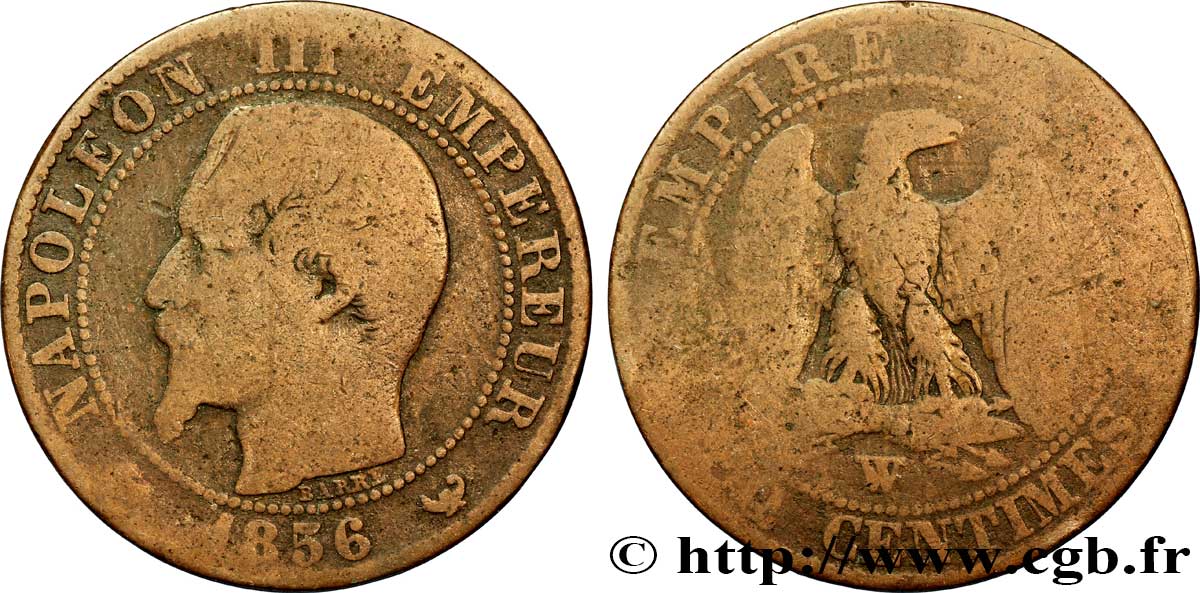 Cinq centimes Napoléon III, tête nue 1856 Lille F.116/36 B8 
