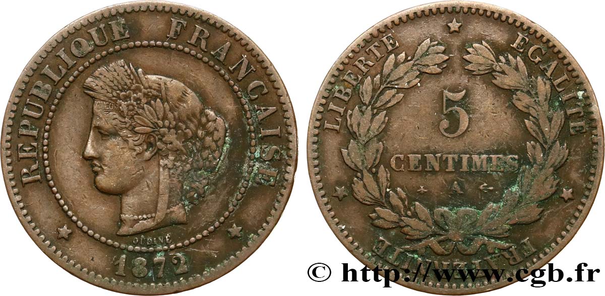 5 centimes Cérès 1872 Paris F.118/4 BB40 