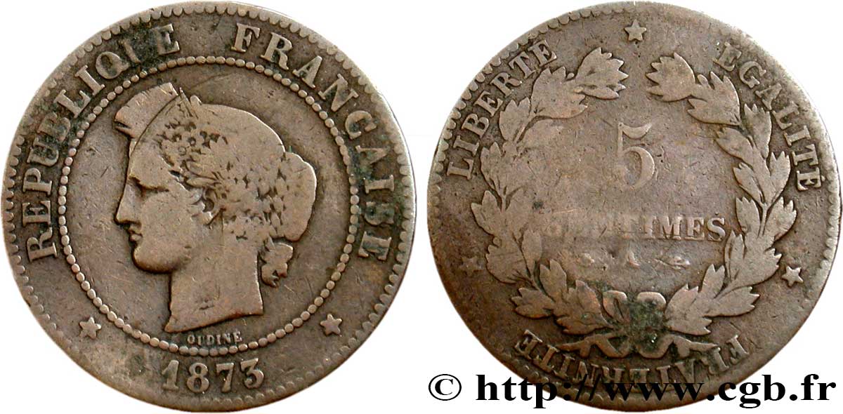 5 centimes Cérès 1873 Paris F.118/7 B8 
