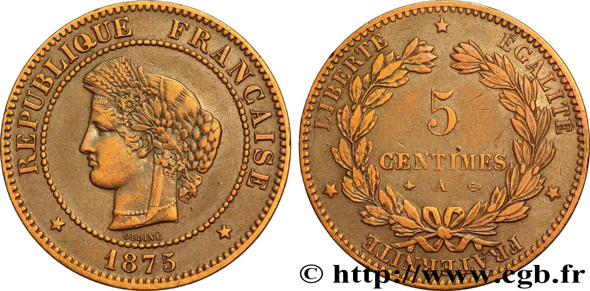 5 centimes Cérès 1875 Paris F.118/11 BB48 